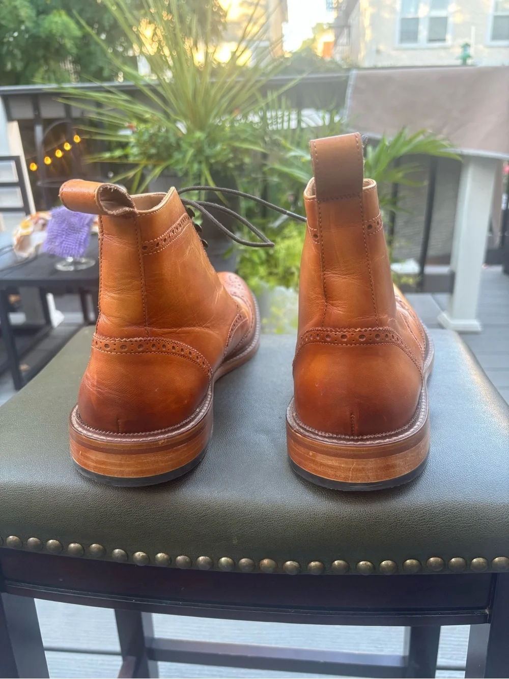 Taft The Mack Men's 45 US 12 Wingtip Combat High Top Dress Boots Honey Brown EUC